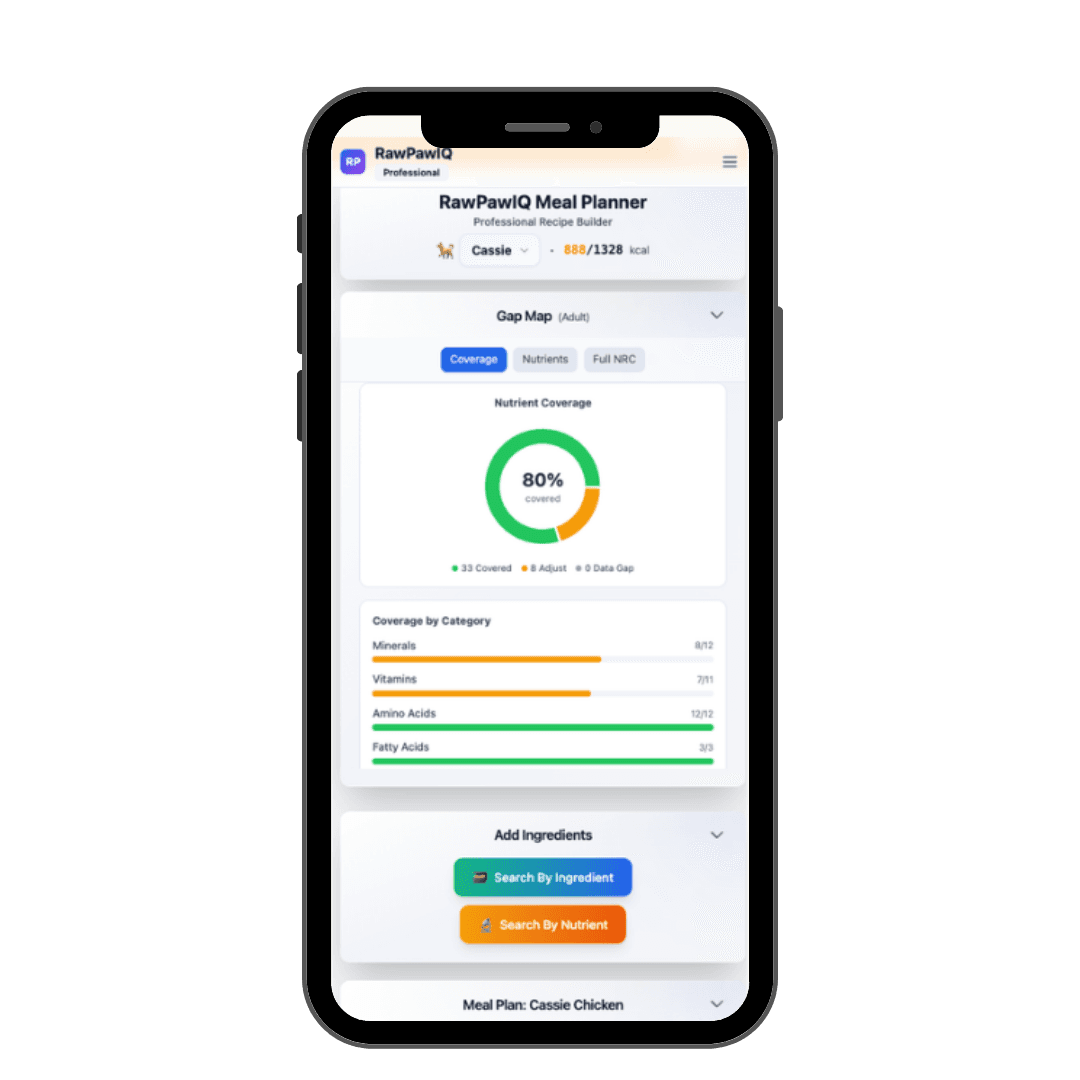 RawPawIQ Meal Planner on mobile